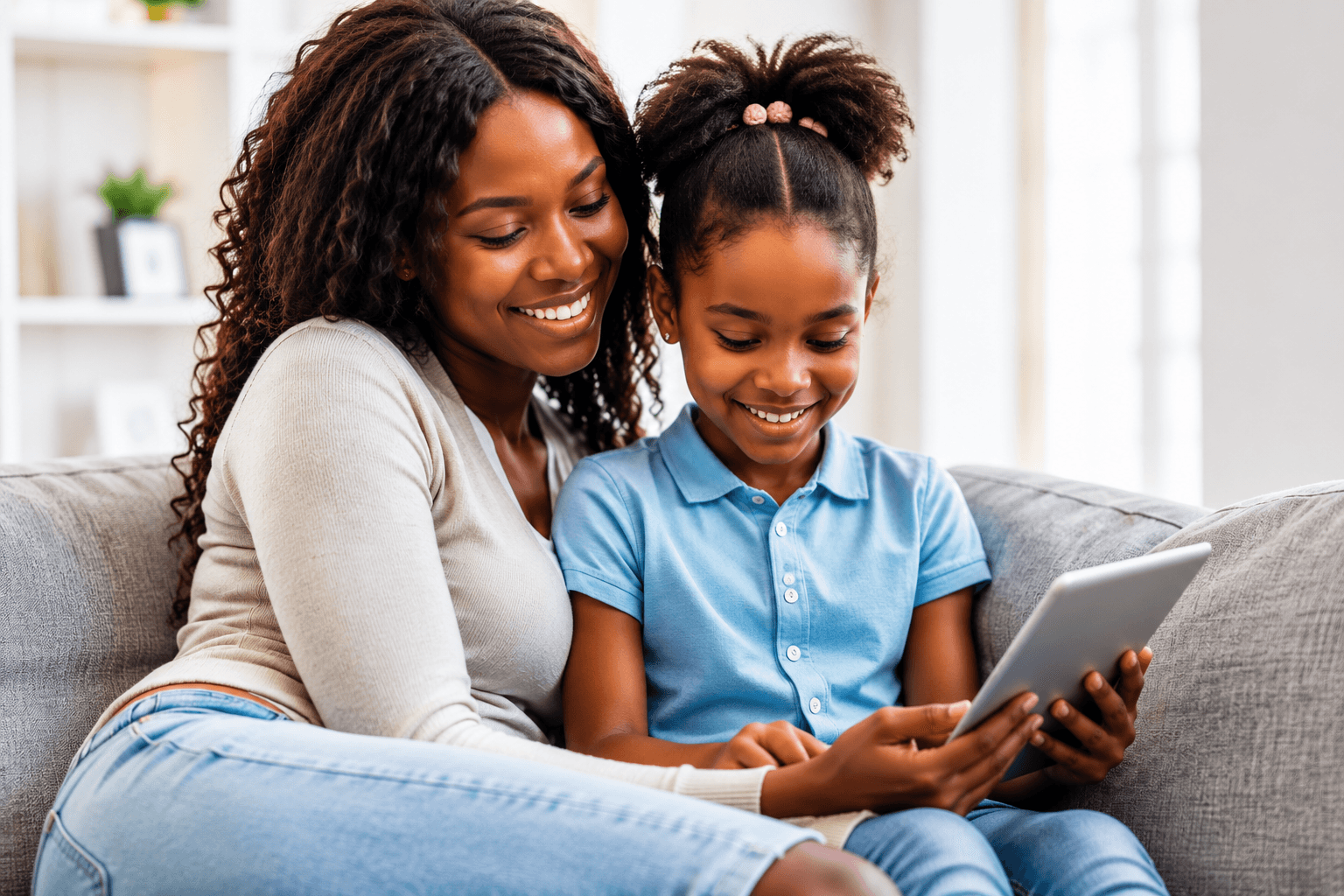 Mother and child enjoying quality healthcare at home